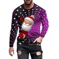 thumbnail image 1 of Aimik Men's Christmas Shirt Long Sleeve Crewneck Ugly 3D Xmas Tree Graphic Casual T Shirt Pullover Sports Tops Blouses-Purple XXXXL, 1 of 5