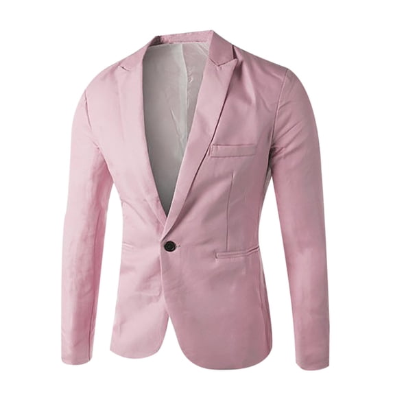 Aimik Men's Classic Fit Plaid Casual Blazer Jacket Notched Lapel Two Button Suits Coats Striped Business Blazers Coat-Pink XXL