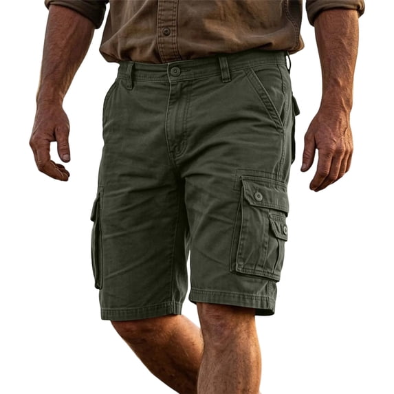 Aimik Men's Classic Utility Cargo Shorts Button Fly Multi-Pockets Summer Mens Cotton Shorts for Work Hiking Outdoor Camping