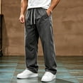 thumbnail image 1 of Aimik Men's Drawstring Casual Trousers Straight Leg Relaxed Pants Lightweight Breathable Long Pant for Summer Daily Commute, 1 of 6