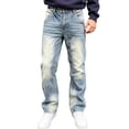 thumbnail image 1 of Aimik Men's Light Wash Straight Leg Denim Jeans with Faded Details Vintage Style Cotton Trousers for Spring and Fall Wear, 1 of 4