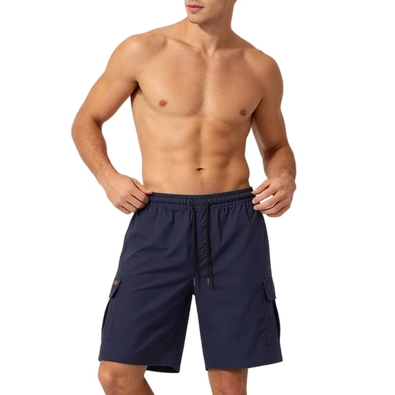 Aimik Men's Lightweight Cargo Shorts Front Cargo Pockets Adjustable Drawstring Soft Breathable Summer Shorts for Daily Wear