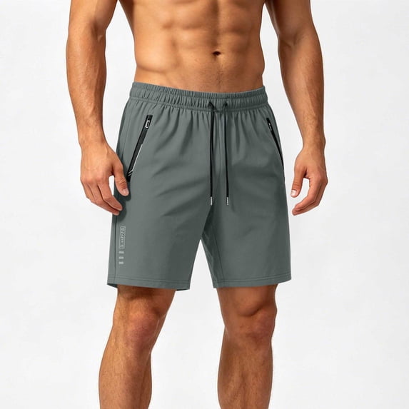 Aimik Men's Quick Dry Running Shorts Zippered Side Pockets Lightweight Breathable Summer Workout Shorts for Gym Fitness Training