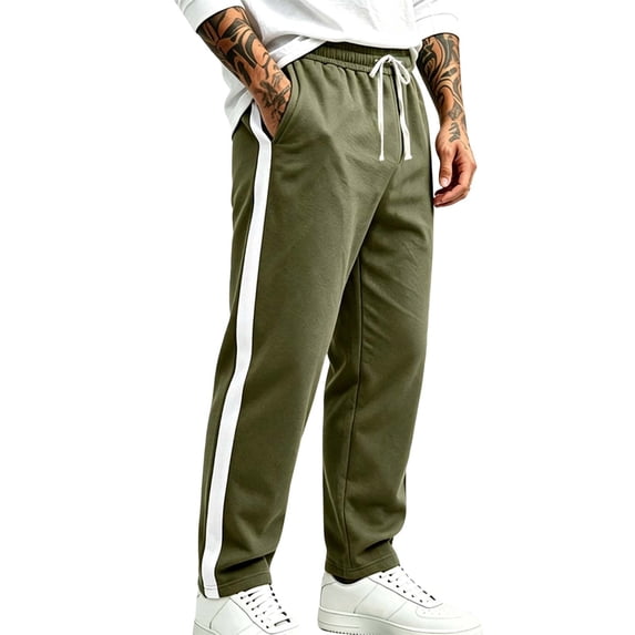Aimik Men's Side Stripe Track Pants Casual Drawstring Jogger Trousers with Pockets Lightweight Breathable Sport Pants for Workout