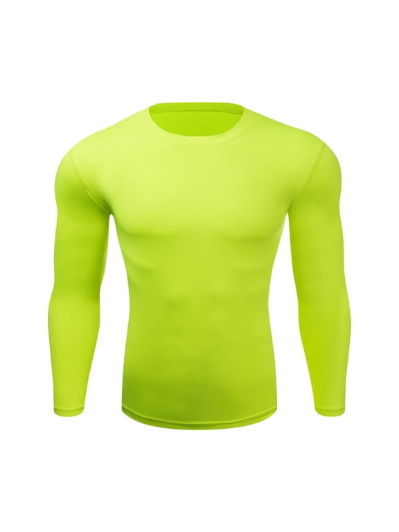 Men's Solid Color Compression Long Sleeve Top Stretch Moisture-Wicking Workout Shirt