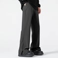thumbnail image 1 of Aimik Men's Split Hem Wide Leg Pants Loose Drape Straight Trousers with Drawstring Trendy Lightweight Streetwear Daily Slacks, 1 of 6