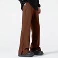 thumbnail image 1 of Aimik Men's Split Hem Wide Leg Pants Loose Drape Straight Trousers with Drawstring Trendy Lightweight Streetwear Daily Slacks, 1 of 6