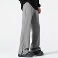 thumbnail image 1 of Aimik Men's Split Hem Wide Leg Pants Loose Drape Straight Trousers with Drawstring Trendy Lightweight Streetwear Daily Slacks, 1 of 6