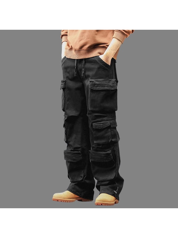 Men's Tactical Cargo Pants Relaxed Fit Utility Work Trousers with Multiple Pockets Durable Streetwear Pants for Outdoor