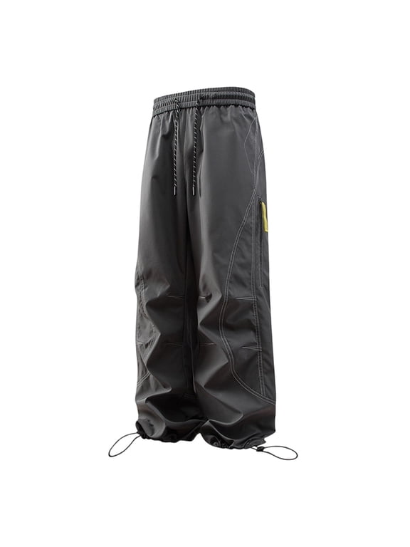 Men's Techwear Cargo Jogger Pants Streetwear Drawstring Utility Trousers Lightweight Quick-Dry Windbreaker Pants