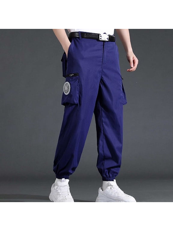 Men's Techwear Cargo Joggers Decorative Side Pocket Elastic Cuff Pants Cool Streetwear Style for Urban Fashion