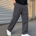 thumbnail image 1 of Aimik Men's Textured Straight Pants Pleated Loose Fit Drawstring Trousers Lightweight Soft Streetwear Bottoms for Daily Commute, 1 of 6