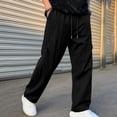 thumbnail image 1 of Aimik Men's Textured Straight Pants Pleated Loose Fit Drawstring Trousers Lightweight Soft Streetwear Bottoms for Daily Commute, 1 of 6