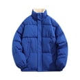 thumbnail image 1 of Aimik Men's Thermal Fleece-Lined Puffer Jacket Stand Collar Thicken Warm Down Coats Windproof Winter Sherpa Padded Coat-Blue XXXXL, 1 of 6