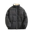 thumbnail image 1 of Aimik Men's Thermal Fleece-Lined Puffer Jacket Stand Collar Thicken Warm Down Coats Windproof Winter Sherpa Padded Coat-Dark Gray L, 1 of 4