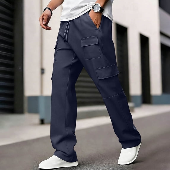 Aimik Men's Wide Leg Cargo Pants Oversized Baggy Relaxed Fit Trousers Lightweight Casual Streetwear Pants for Summer