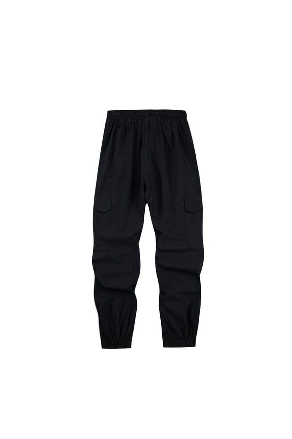 Mens Joggers Lightweight Hiking Cargo Pants Quick Dry Youth Boys Athletic Running Slim Fit Pants Zip Pockets Black XXXL