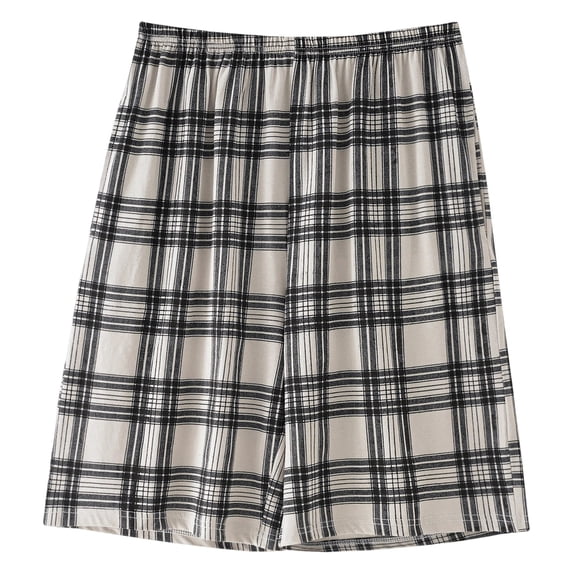 Aimik Mens Plaid Lounge Shorts Elastic Waistband Classic Pattern Mens Sleep Shorts Summer Breathable Cotton Home Shorts for Nightwear