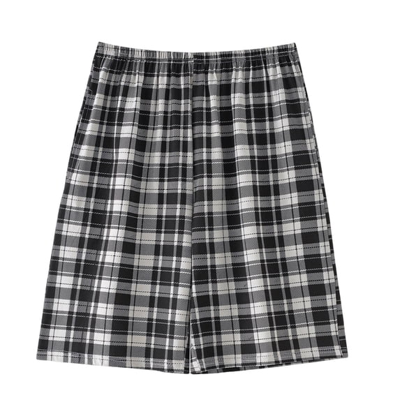 Aimik Mens Plaid Lounge Shorts Elastic Waistband Classic Pattern Mens Sleep Shorts Summer Breathable Cotton Home Shorts for Nightwear