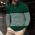thumbnail image 1 of Aimik Mens Plus Size Polo Shirts Long Sleeve Quarter Zip Lapel Striped Casual Shirts Spring Fall Lightweight Quick Dry Soft Golf Tee,Green,XXXXXL, 1 of 5