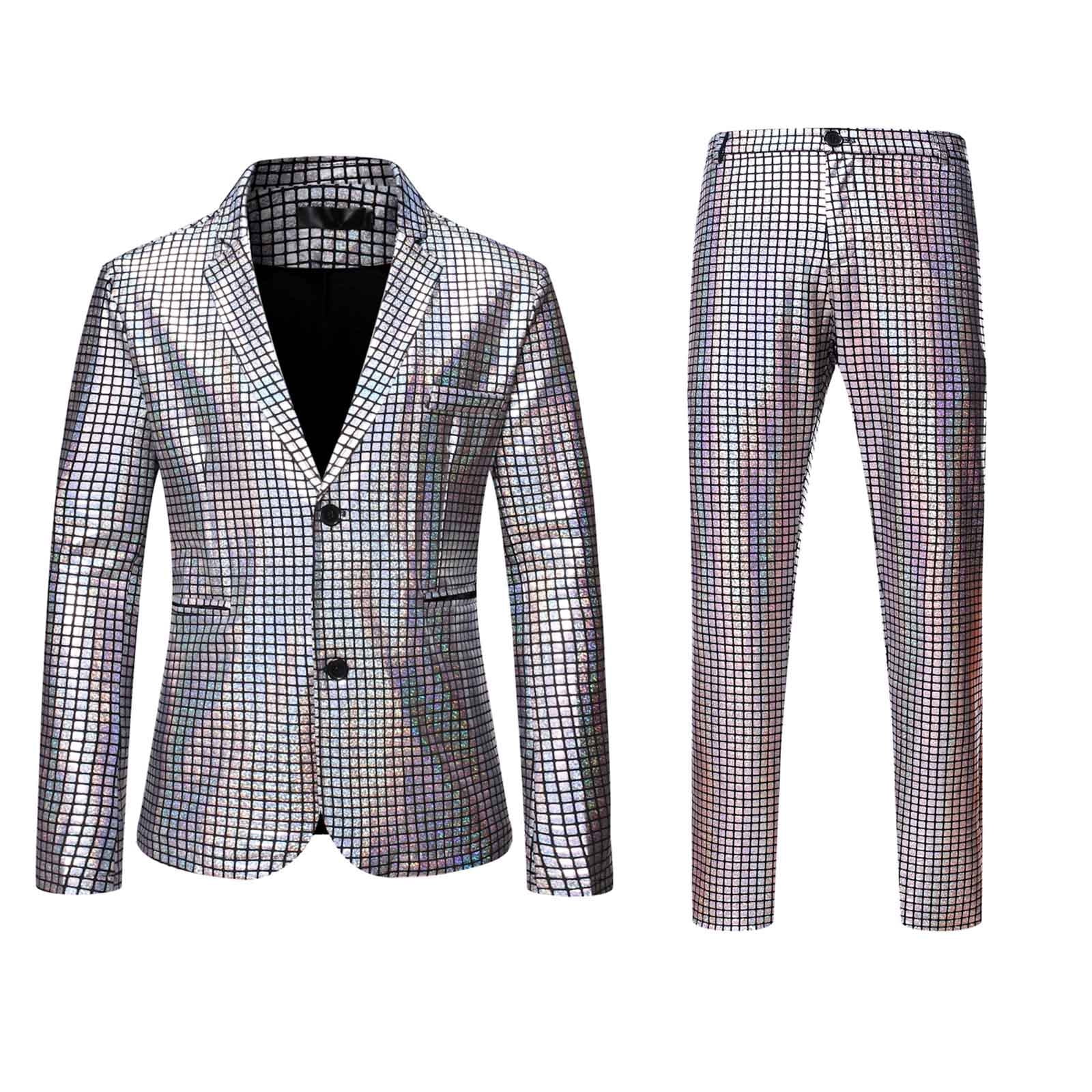 Men’s Shiny Gold Party Suit Set