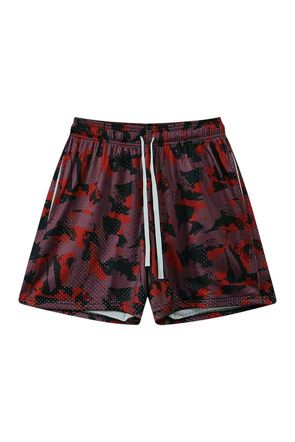 Mens Summer Camouflage Printing Beach Fitness Run Casual Sports Mesh Breathability Shorts Pants