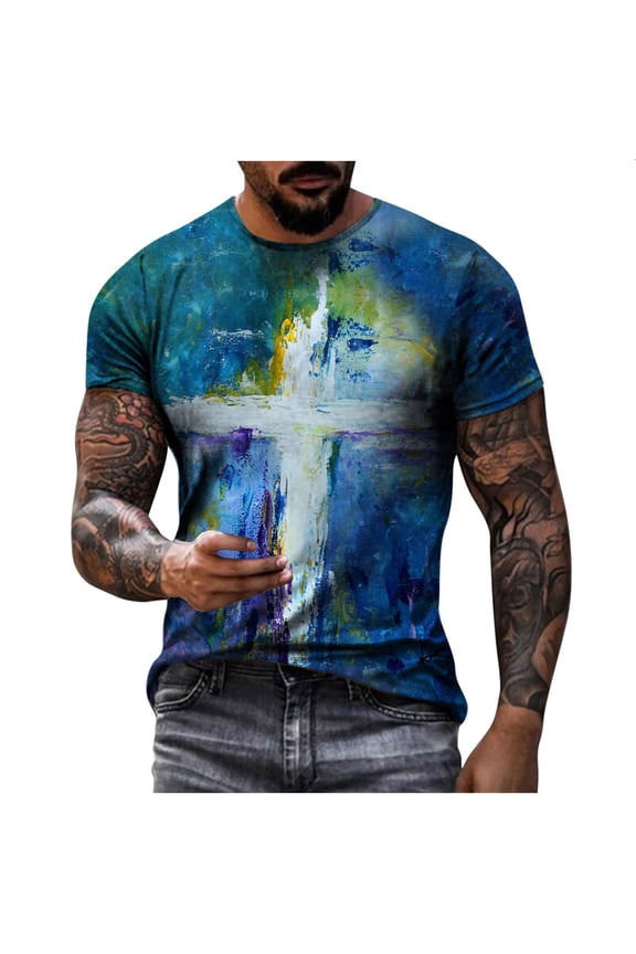 Mens Unisex Daily T Shirt Print Short Sleeve Tops Casual Blouse