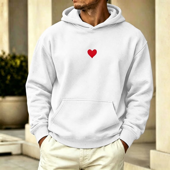 Aimik Plus Size Pullover Hoodie for Men Stylish Graphic Print Minimalist Fleece Hooded Sweatshirt with Kangaroo Pocket