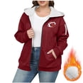 thumbnail image 1 of Aimik Plus Size Sweatshirt for Women Full Zip Fleece Hooded Sherpa Lined Winter Thermal Sweatshirt with Slit Pockets, 1 of 4