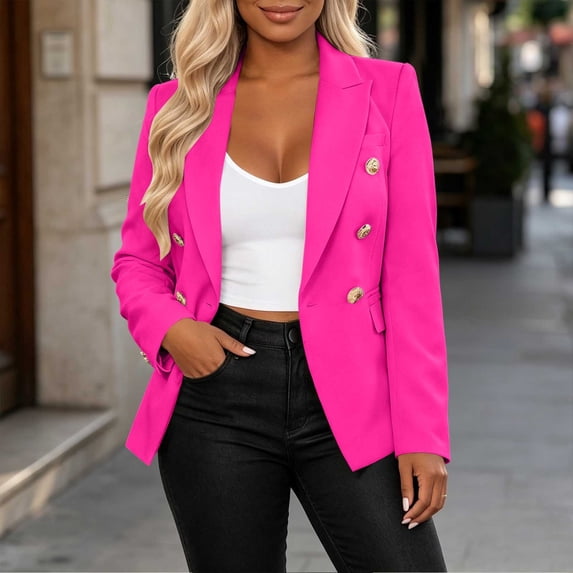 Aimik Plus Sizz Blazer for Women Work Office Blazer Jacket Long Sleeve Open Front Cardigan Suit Jackets,Hot Pink,M