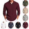 thumbnail image 1 of Aimik Polo Shirts for Men Long Sleeve Ribbed Texture Button Placket Casual Solid Shirts Fall Winter Lightweight Cozy Collared Tops, 1 of 6