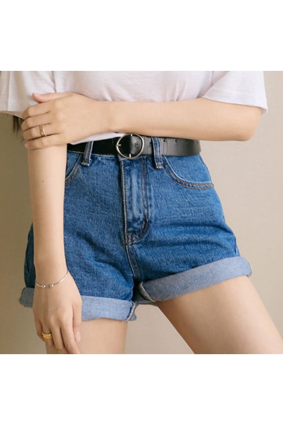 Solid Denim Shorts for Women Fashion Rolled Hem Denim Short Pants Summer Comfortable Jean Short Pants