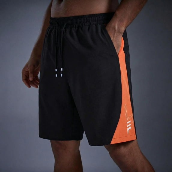 Aimik Sport Shorts for Men Color Block Design Drawstring Waist Mens Shorts with Side Stripes Summer Breathable Comfort Shorts for Gym