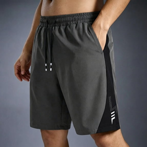 Aimik Sport Shorts for Men Color Block Design Drawstring Waist Mens Shorts with Side Stripes Summer Breathable Comfort Shorts for Gym