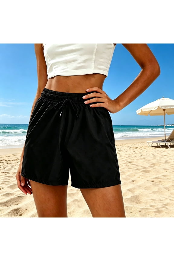 Sports Shorts for Women Solid Casual Loose Fit Short Pants with Drawstring and Pockets Stylish Bottoms