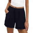 thumbnail image 1 of Aimik Summer Short Pant for Women Elastic Waistband Solid Color Casual Comfy Shorts with Pockets and Drawstring, 1 of 5