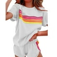 thumbnail image 1 of Aimik Summer Womens Plain 2 Piece Sets Fashion Crew Neck Short Sleeve Tops and Shorts Casual Women's Suit Loose Comfort Sets, 1 of 6