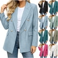 thumbnail image 1 of Aimik Tweed Blazers for Women Long Sleeve Double Breasted Blazer Notched Lapel Suit Jacket with Pockets,Light Blue,S, 1 of 5