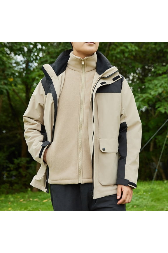 Unisex Multi-Pocket Tactical Outdoor Jacket Waterproof Hooded Utility Coat for Hiking and Camping