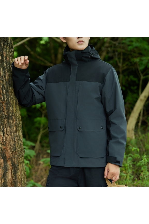 Unisex Multi-Pocket Tactical Outdoor Jacket Waterproof Hooded Utility Coat for Hiking and Camping
