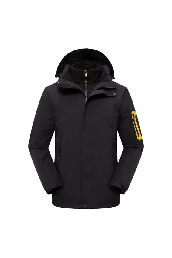Unisex Thermal Waterproof Ski Jacket Winter Snow Coat with Fleece Lining and Detachable Hood for Cold Weather