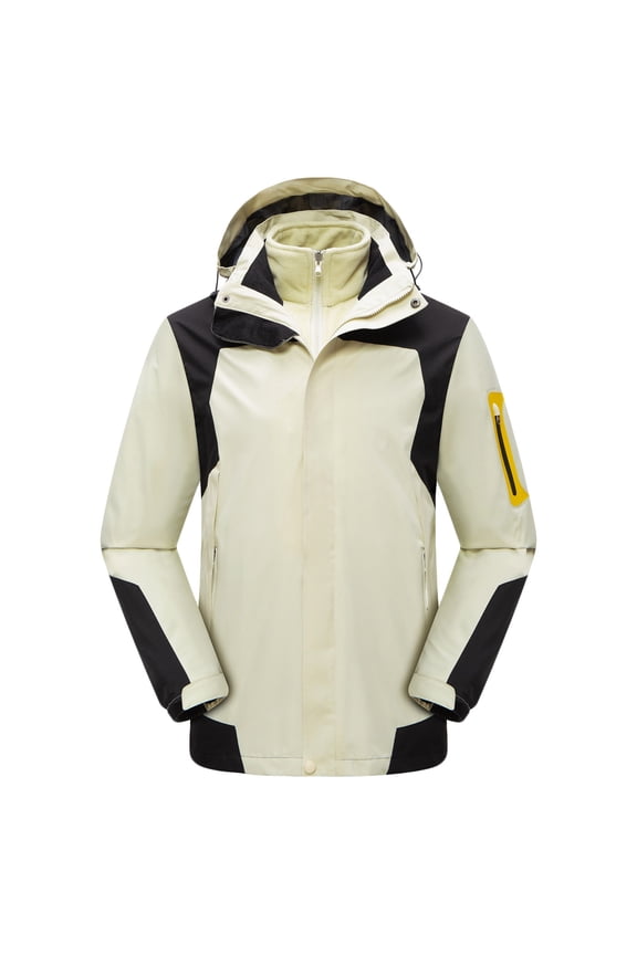 Unisex Thermal Waterproof Ski Jacket Winter Snow Coat with Fleece Lining and Detachable Hood for Cold Weather