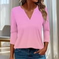 thumbnail image 1 of Aimik Women Casual Plus Size T-Shirt Summer Gradient Printed V Neck 3/4 Sleeve Office Blouse Loose Cozy Top, 1 of 6