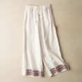 thumbnail image 1 of Aimik Women Solid Color Embroidery Art Style Plus Size Long Pants Summer Fashion Flowing Double Layer Thin Wide Leg Pants, 1 of 5