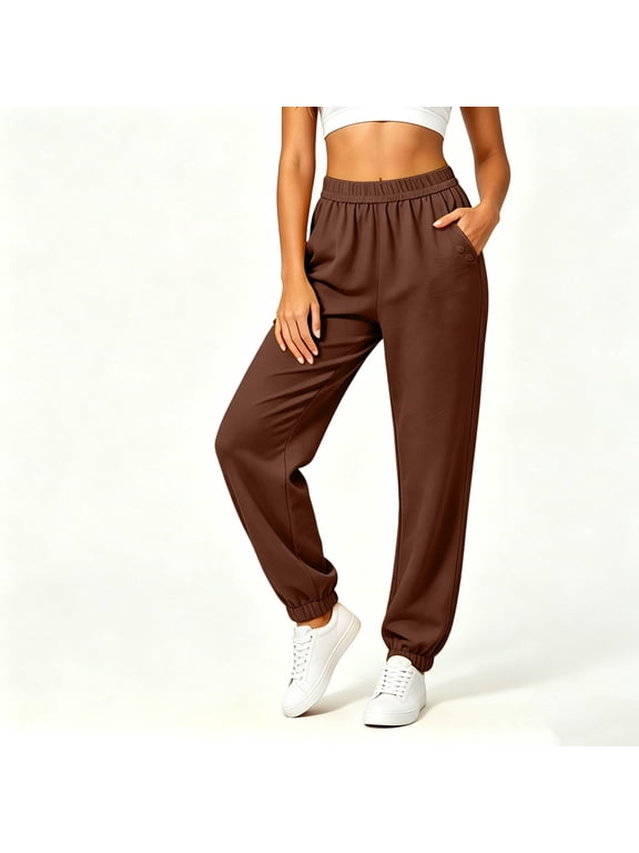 Women's Ankle Length Tapered Pants Plus Size Soft Trousers with Pockets Warm Lounge Pants for Fall Winter