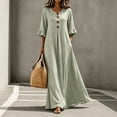 thumbnail image 1 of Aimik Women's Button Front Ruffle Sleeve Maxi Dress V-Neck Loose Casual Flowy Long Shirt Dress Summer Dresses for Women, 1 of 6