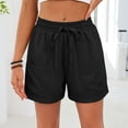 thumbnail image 1 of Aimik Women's Casual Shorts Solid Elastic Waist Shorts with Pockets and Drawstring Loose Fit Comfort Summer Pull On Bottoms, 1 of 6