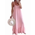 thumbnail image 1 of Aimik Women's Casual Sleeveless Spaghetti Strap U-Neck Regular Pleated Plus Size Long Dress Summer Loose Maxi Dress, 1 of 6