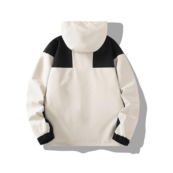 Aimik Women's Classic Color-Block Hooded Windbreaker Jacket Lightweight Water-Resistant Jacket with Button Front for Spring Fall
