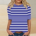 thumbnail image 1 of Aimik Women's Classic Horizontal Striped Short Sleeve Crew Neck Tee Basic Versatile T-Shirt for Summer Outfits, 1 of 5